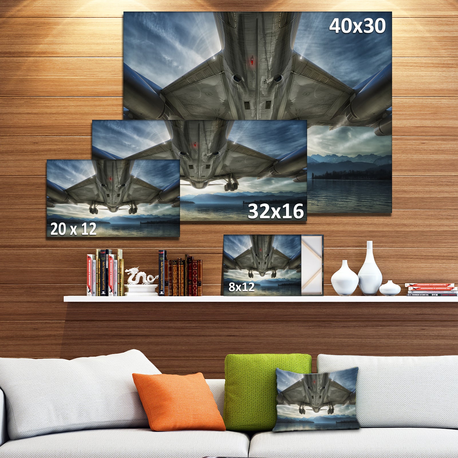 Plane Over Beach and Sea - Seashore Photography Canvas Print