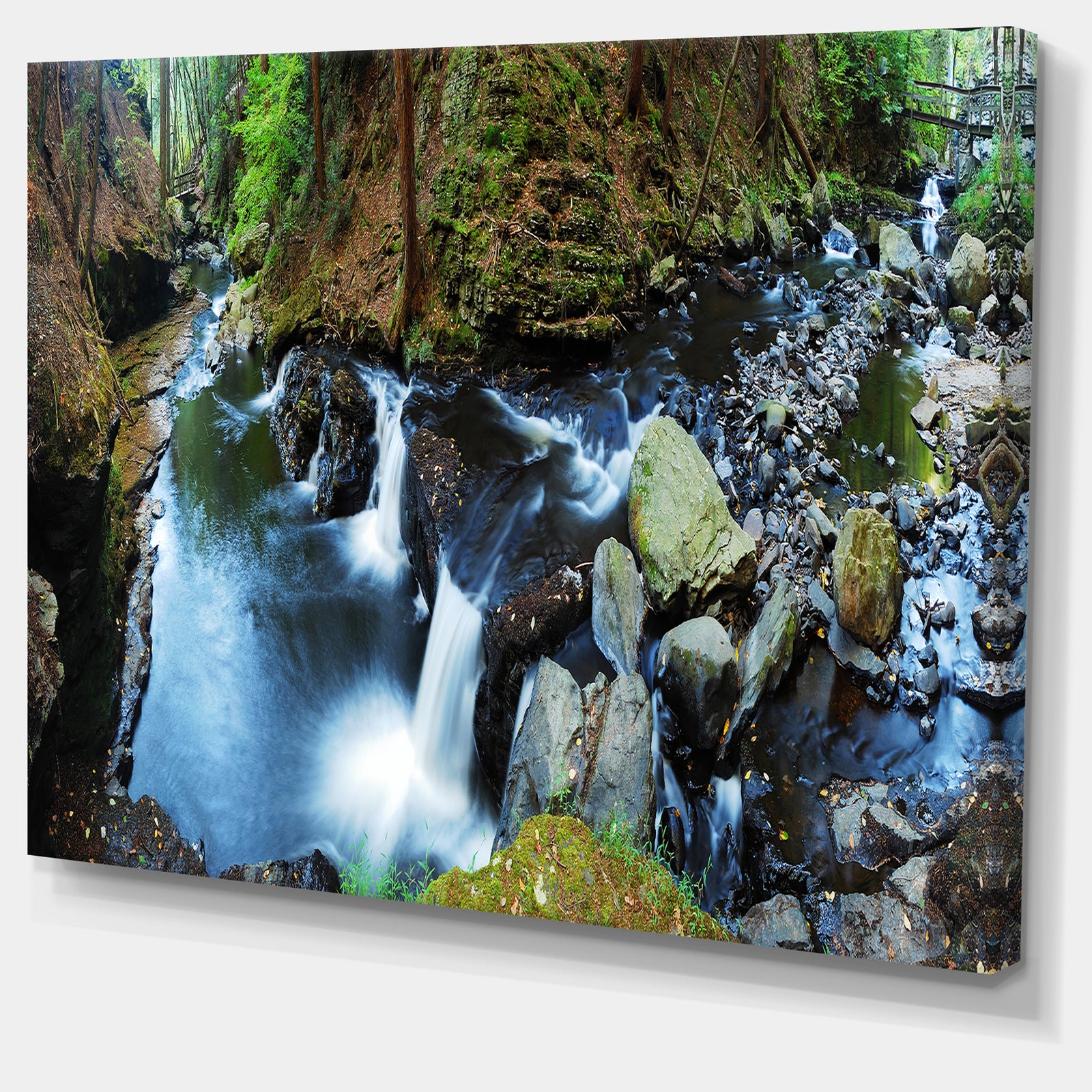 Creek with Hiking Trail Panorama - Landscape Photo Canvas Print