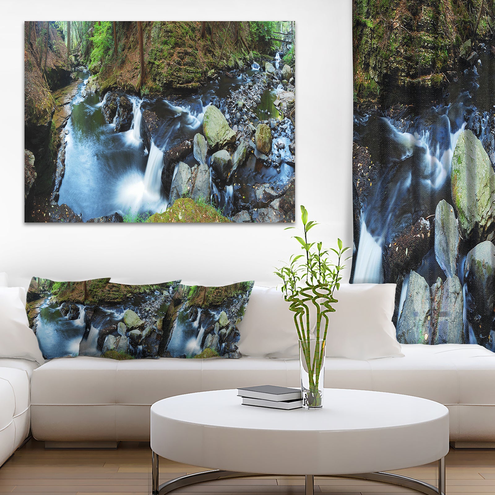 Creek with Hiking Trail Panorama - Landscape Photo Canvas Print