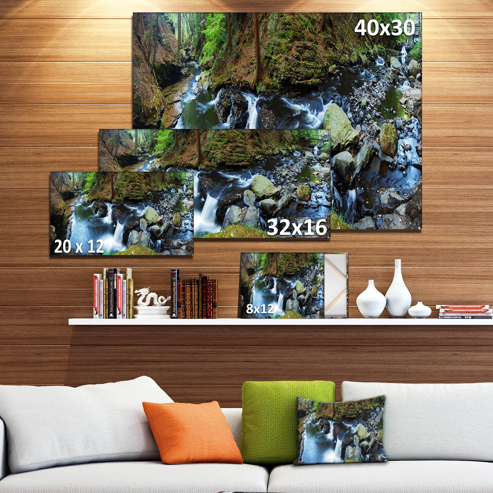 Creek with Hiking Trail Panorama - Landscape Photo Canvas Print