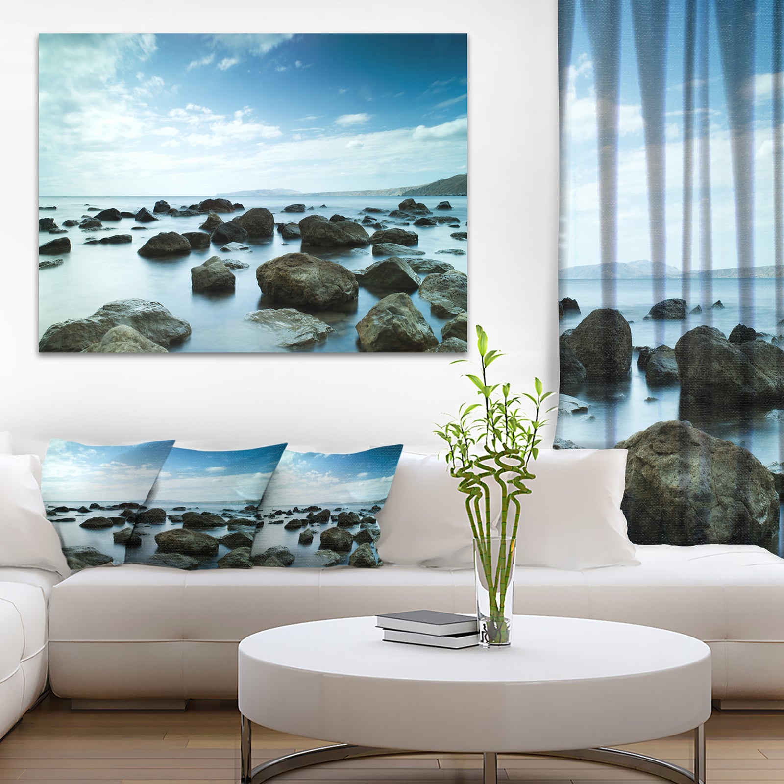 Sleeping Sea Under Blue Sky - Landscape Photo Canvas Art Print