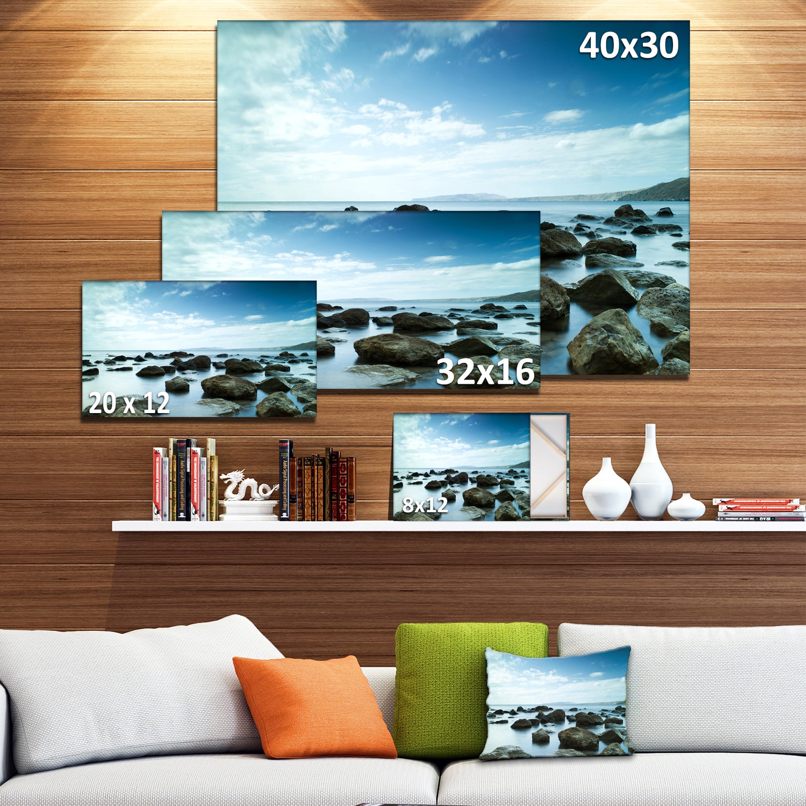 Sleeping Sea Under Blue Sky - Landscape Photo Canvas Art Print