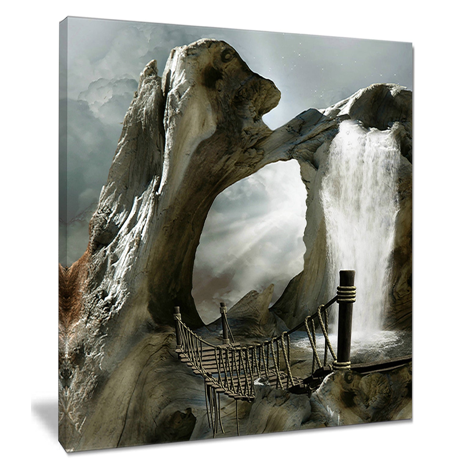 Large Trunk with Waterfall - Landscape Art Canvas Print