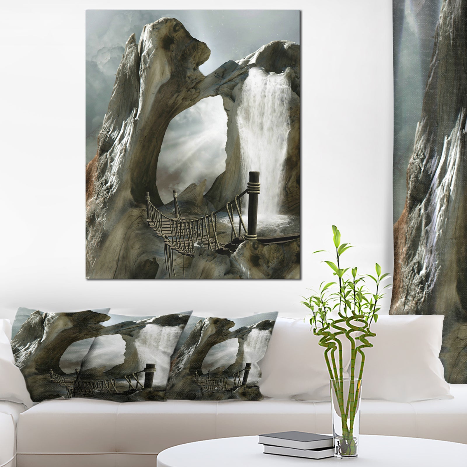 Large Trunk with Waterfall - Landscape Art Canvas Print
