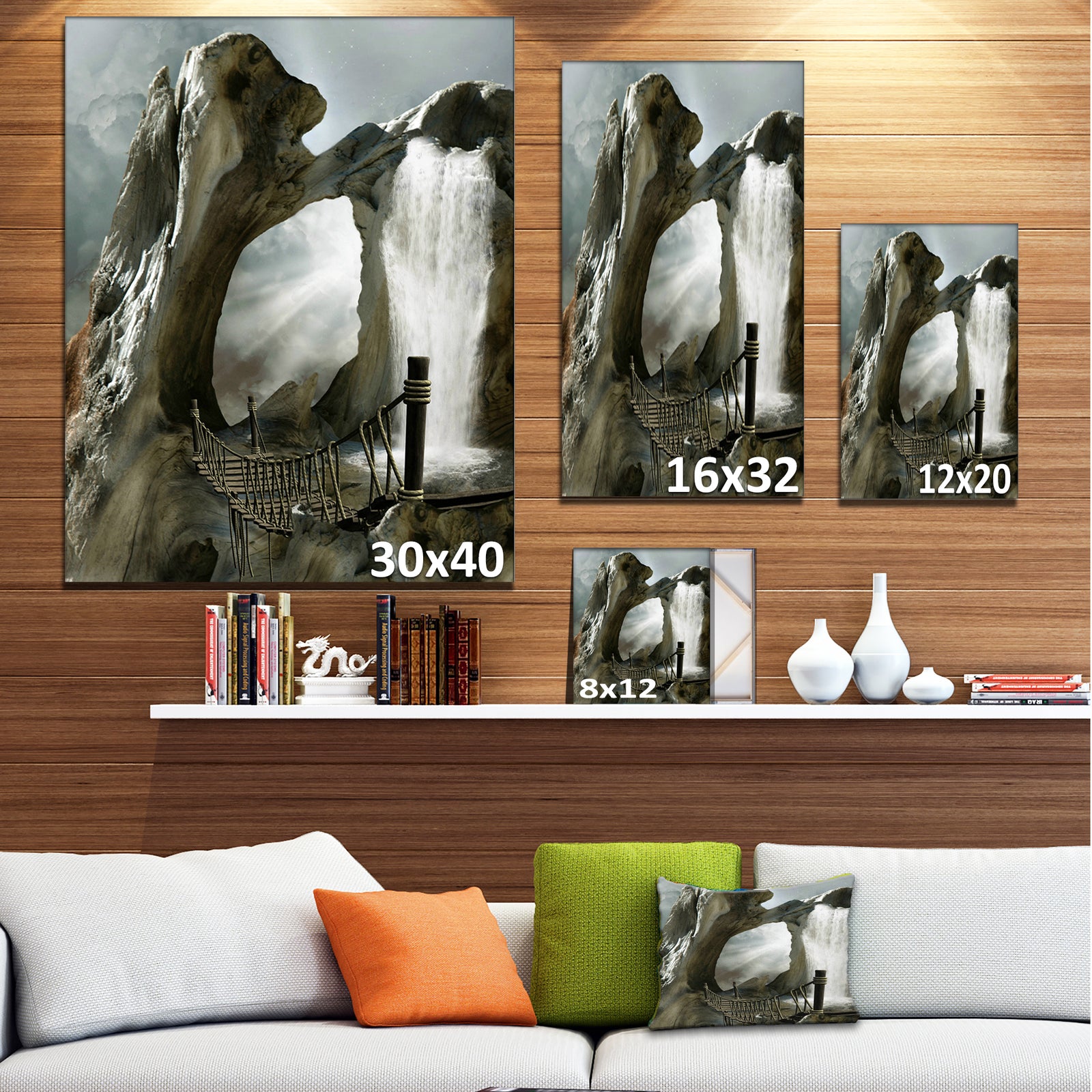 Large Trunk with Waterfall - Landscape Art Canvas Print