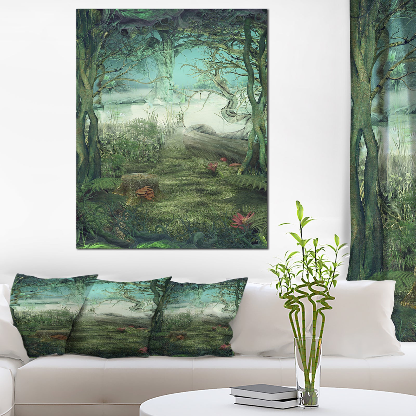 Green Forest Glade - Landscape Art Canvas Print