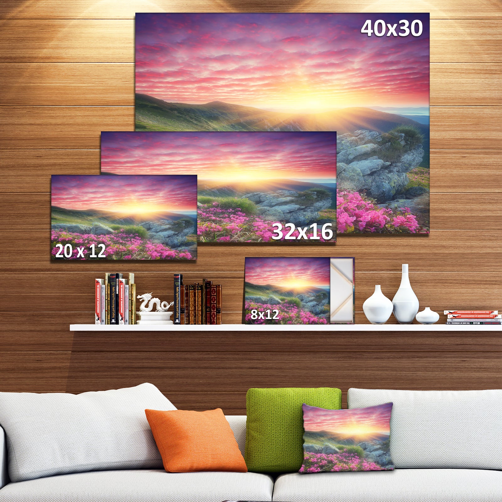 Morning with Flowers in Mountains - Landscape Photo Canvas Print