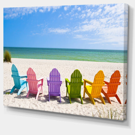 Adirondack Beach Chairs - Seashore Photo Canvas Art Print