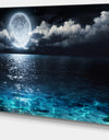 Romantic Full Moon Over Sea - Seascape Canvas Art Print