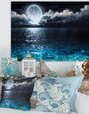 Romantic Full Moon Over Sea - Seascape Canvas Art Print