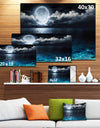 Romantic Full Moon Over Sea - Seascape Canvas Art Print