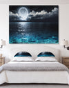 Romantic Full Moon Over Sea - Seascape Canvas Art Print