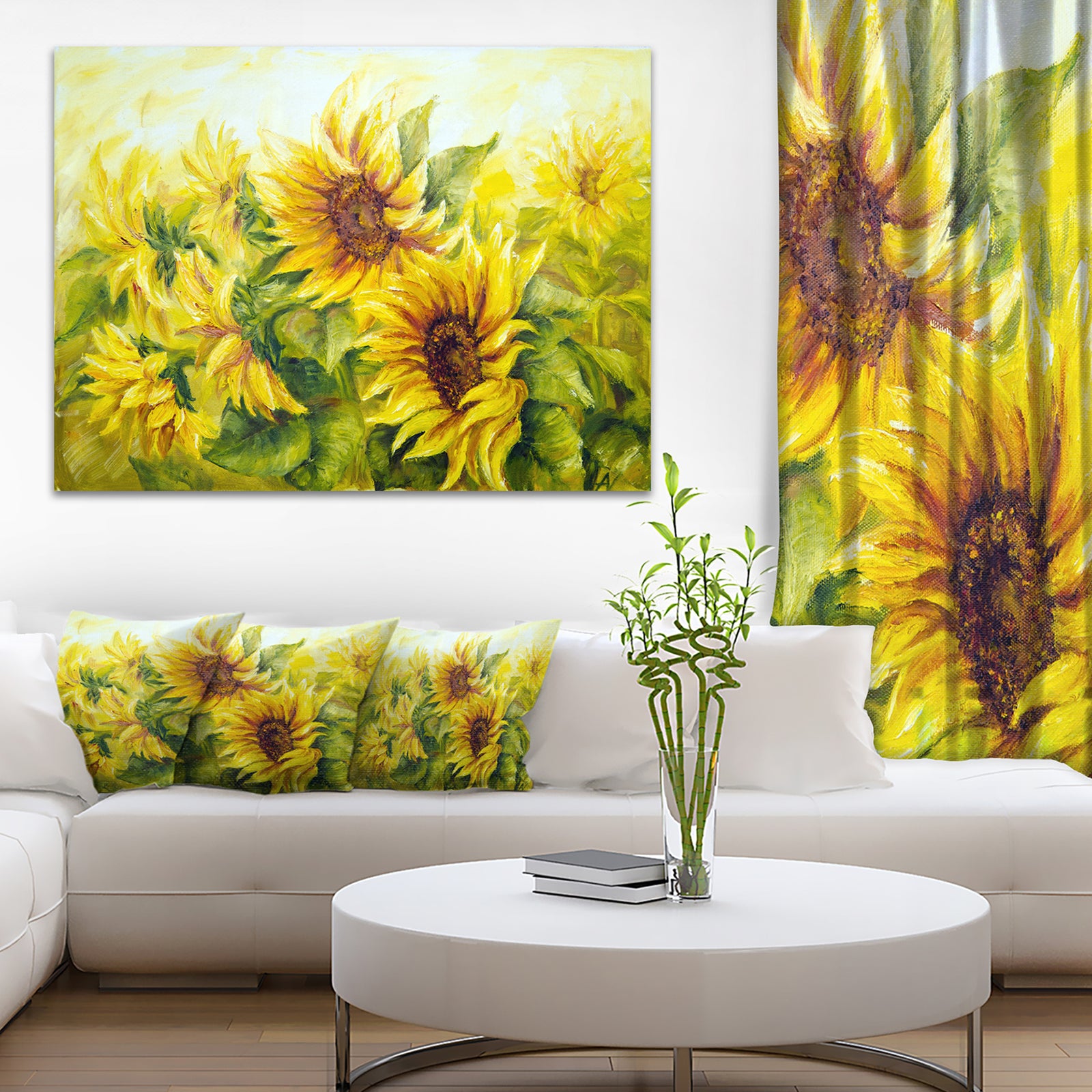 Bright Yellow Sunny Sunflowers - Floral Painting Canvas