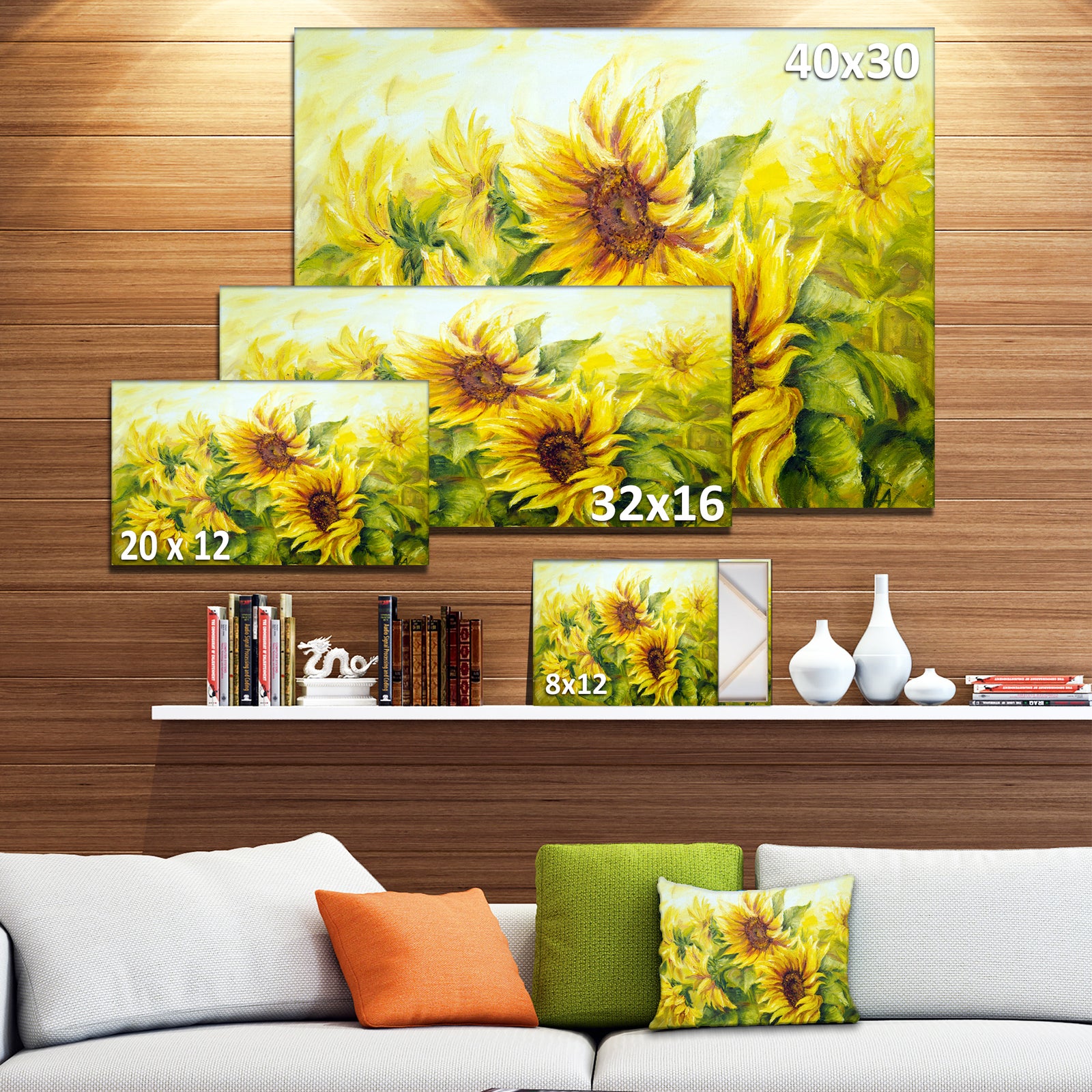 Bright Yellow Sunny Sunflowers - Floral Painting Canvas