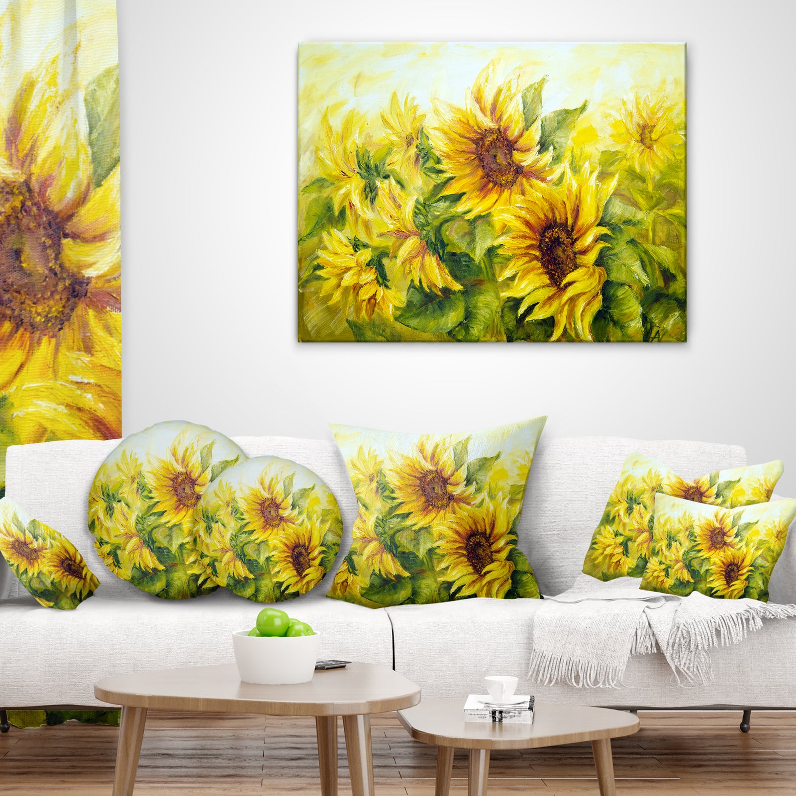 Bright Yellow Sunny Sunflowers - Floral Painting Canvas