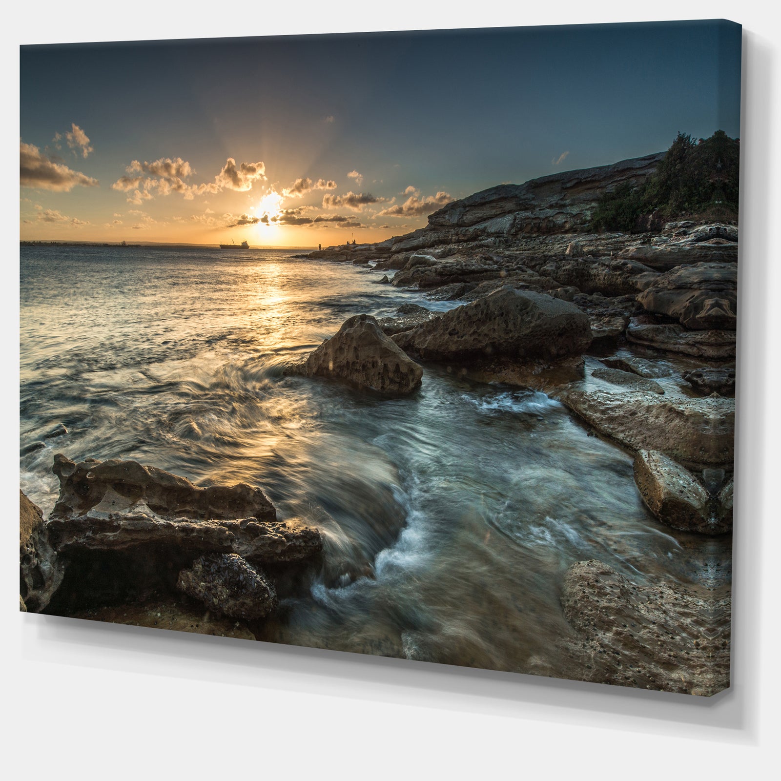 Sydney Beach with Bright Sunset - Seashore Canvas Wall Artwork