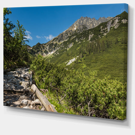 Tourist Trail in High Mountains - Landscape Art Print Canvas
