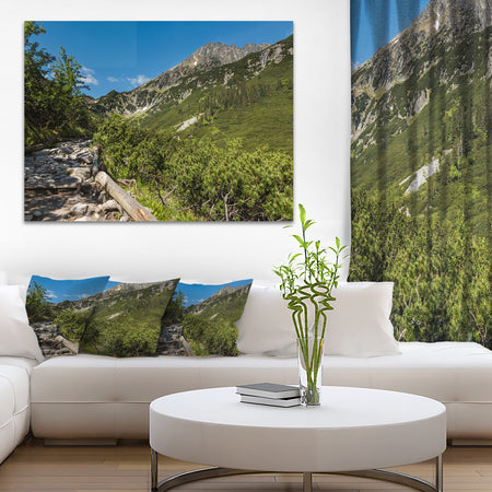 Tourist Trail in High Mountains - Landscape Art Print Canvas