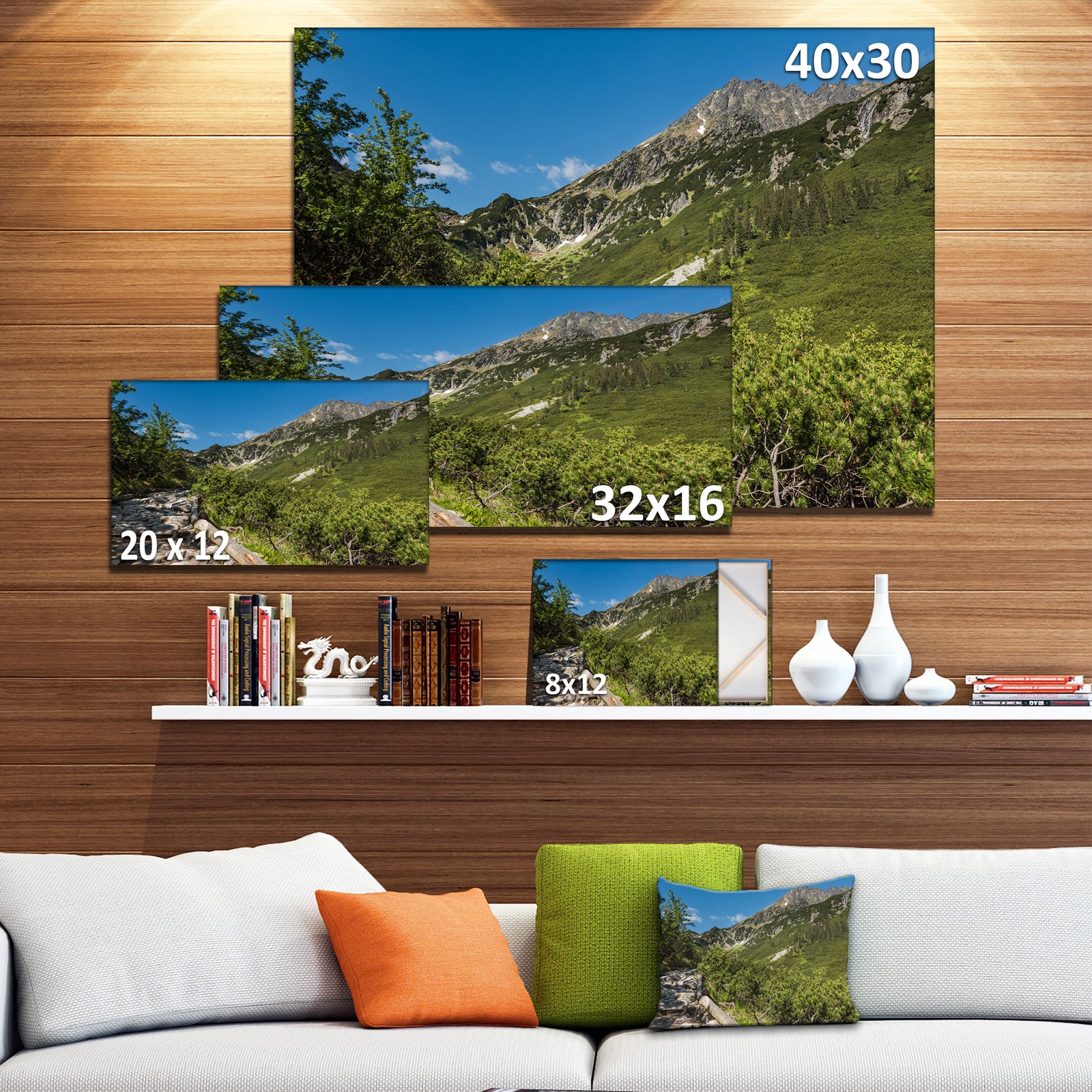 Tourist Trail in High Mountains - Landscape Art Print Canvas
