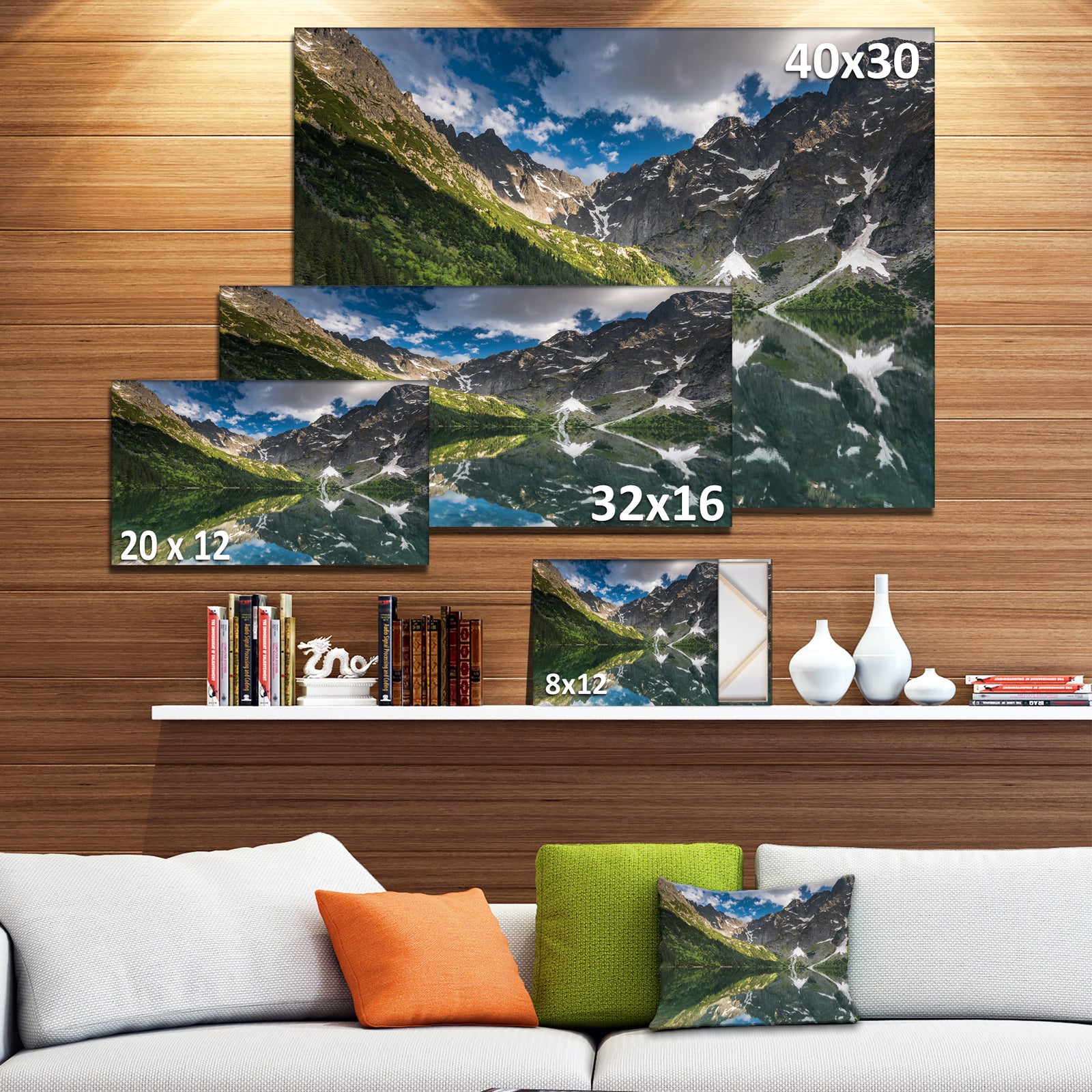 Reflection of Mountain Peaks - Landscape Art Print Canvas
