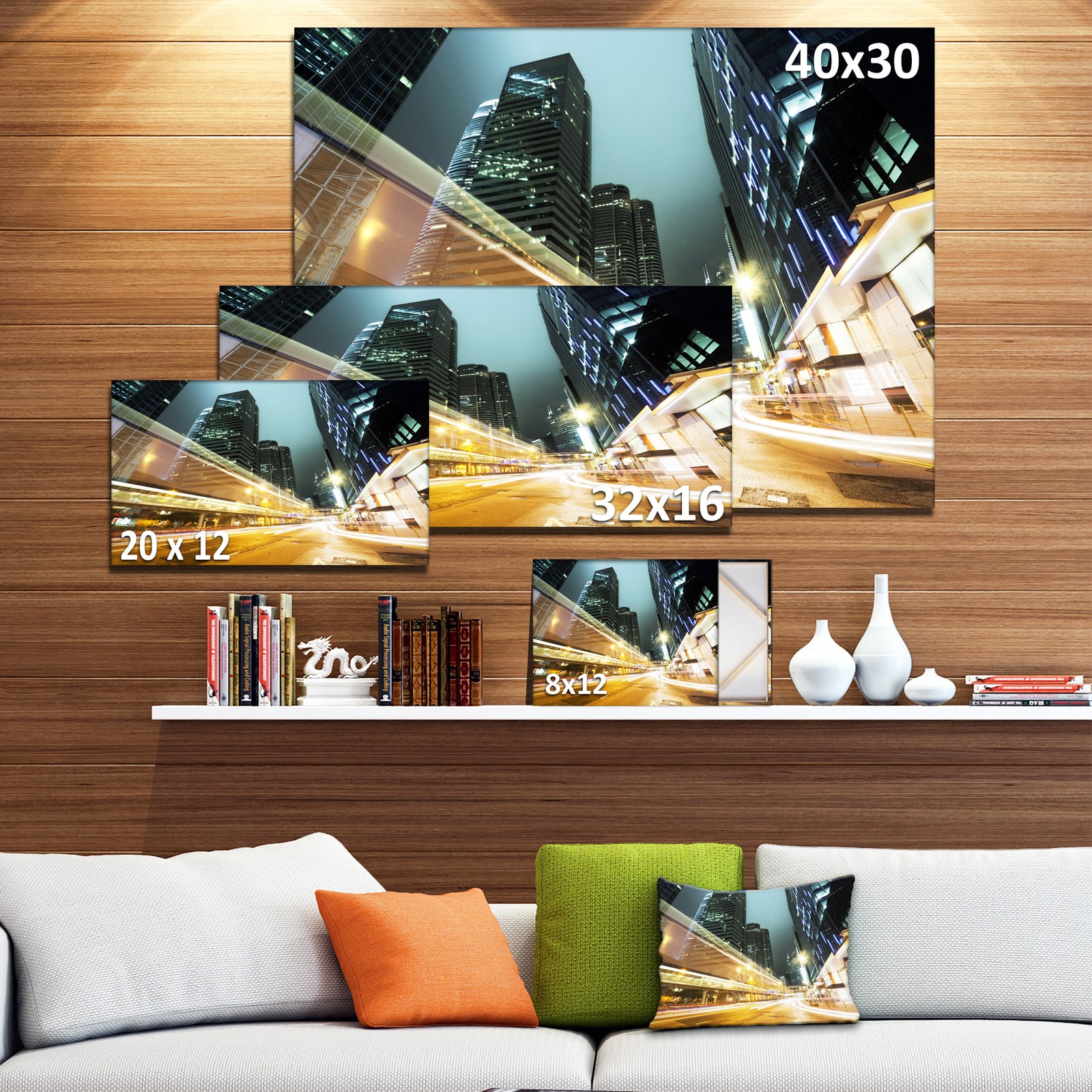 Traffic in Hong Kong at Night - Cityscape Canvas print