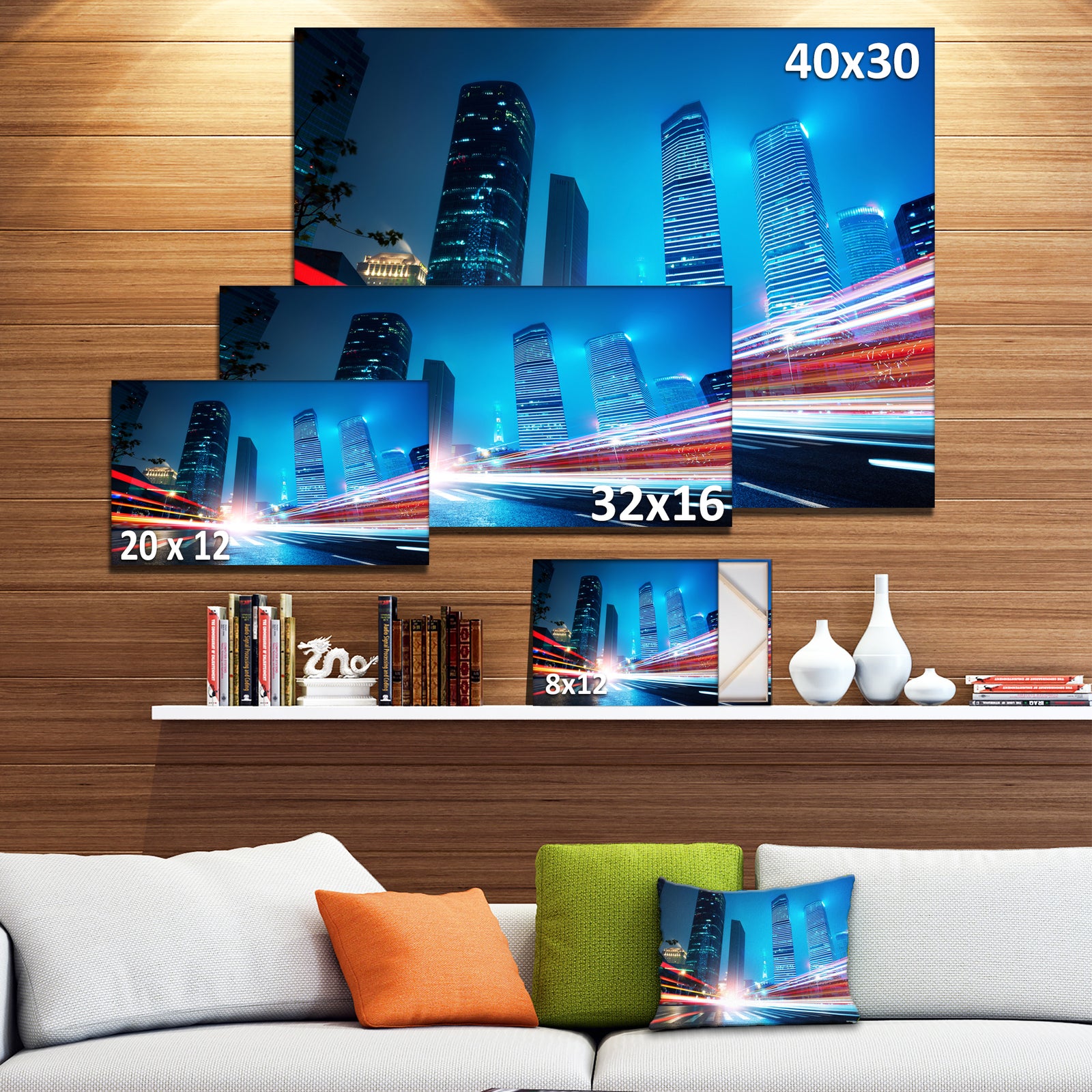 Shanghai Lujiazui Finance at Night - Cityscape Canvas print