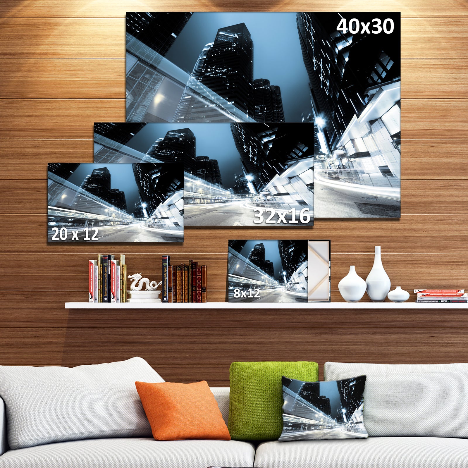 Night Traffic in Hong Kong - Cityscape Canvas print