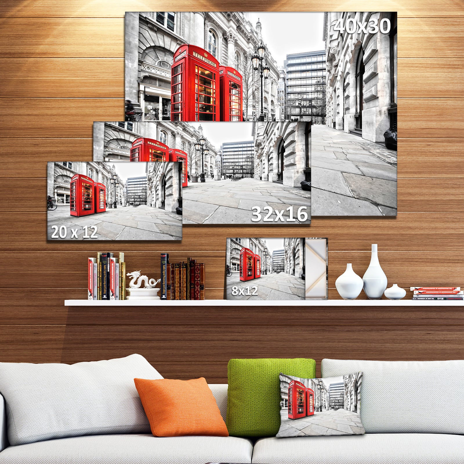 Phone Booths on Street - Cityscape Canvas print
