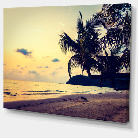 Silhouette Coconut Tree - Seashore Canvas Wall Artwork