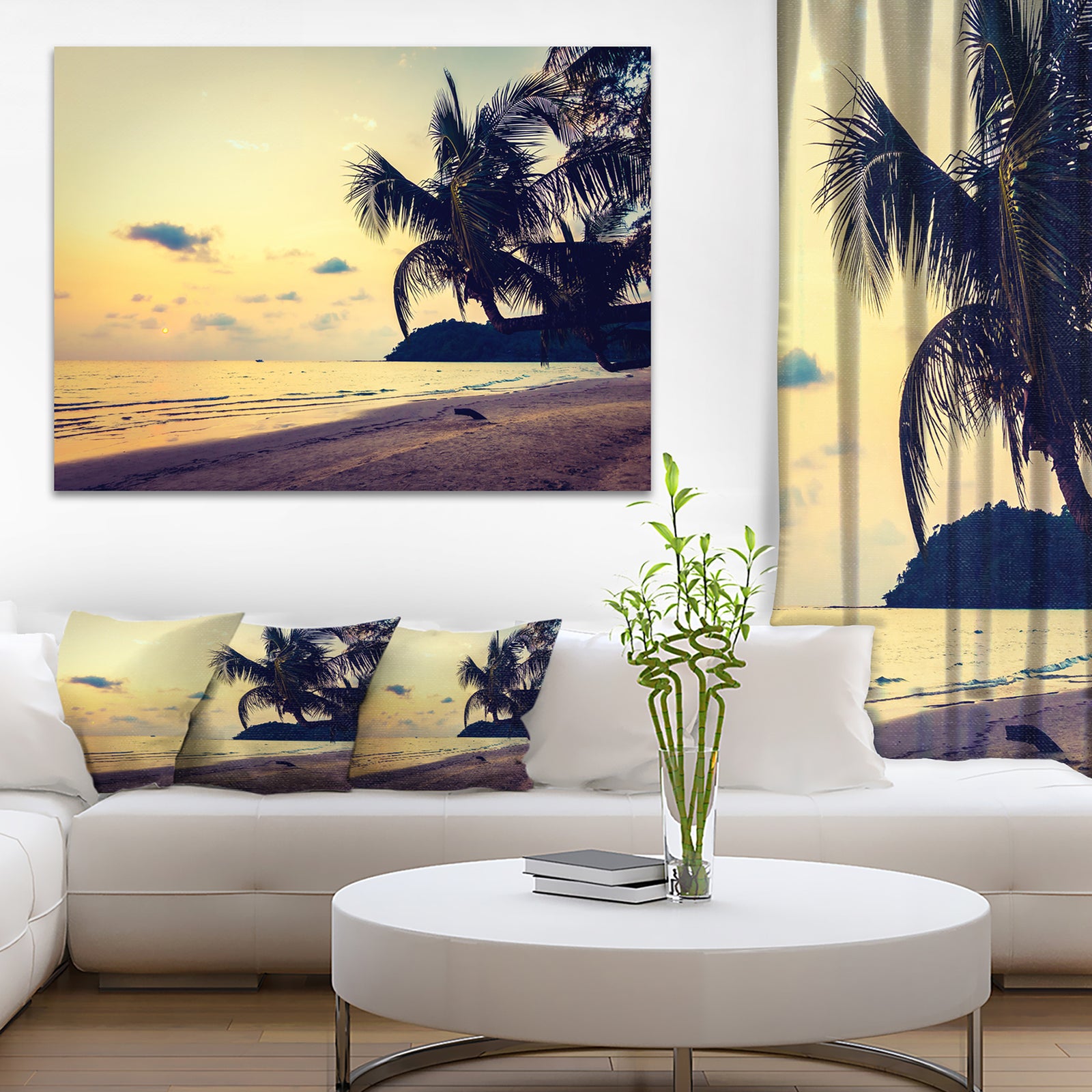 Silhouette Coconut Tree - Seashore Canvas Wall Artwork