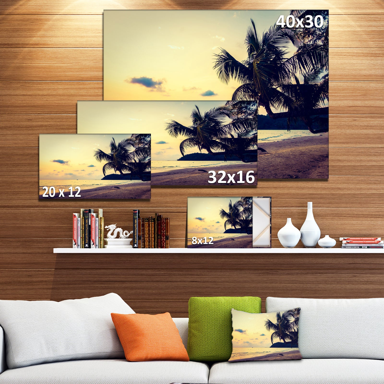 Silhouette Coconut Tree - Seashore Canvas Wall Artwork