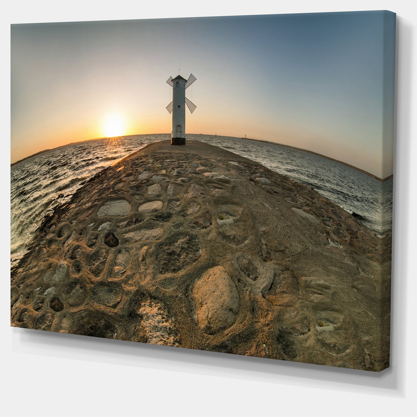 Lighthouse Windmill Stawa Mlyny - Seashore Canvas Wall Artwork