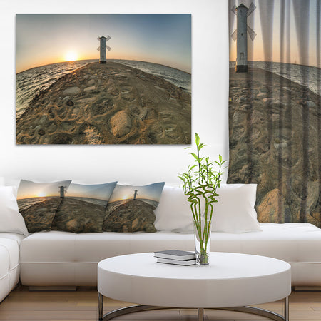 Lighthouse Windmill Stawa Mlyny - Seashore Canvas Wall Artwork