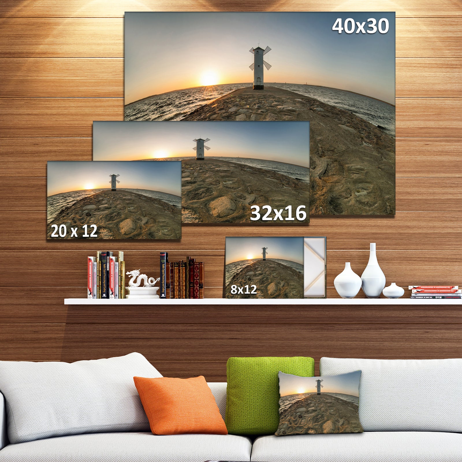 Lighthouse Windmill Stawa Mlyny - Seashore Canvas Wall Artwork