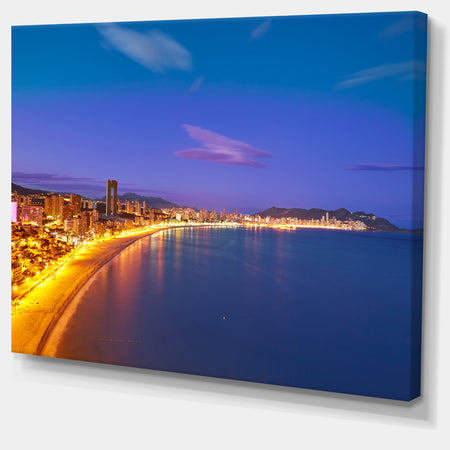 Benidorm Poniente Beach Sunset - Seashore Canvas Wall Artwork