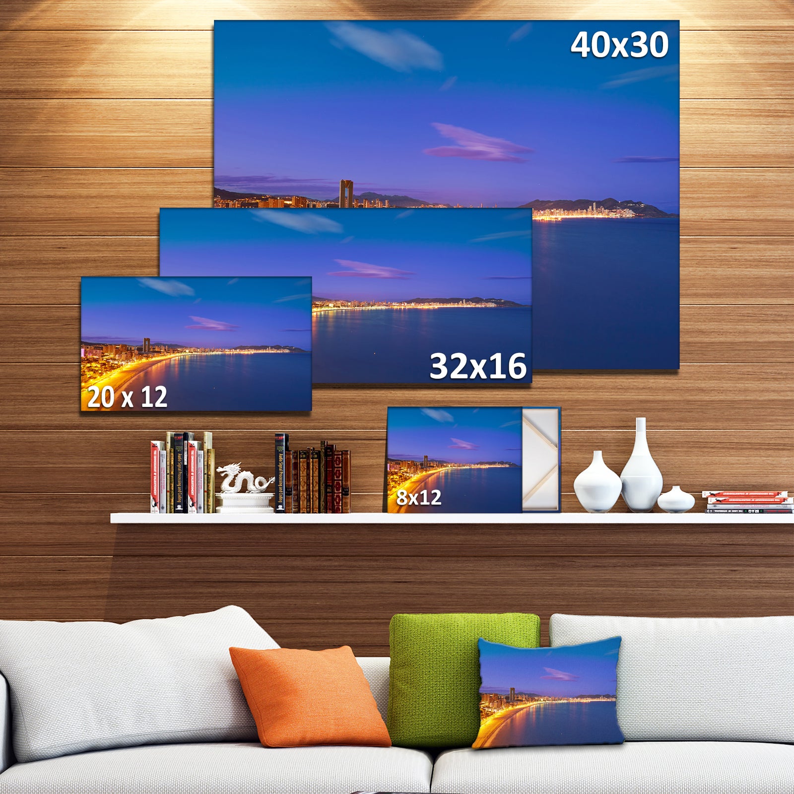 Benidorm Poniente Beach Sunset - Seashore Canvas Wall Artwork