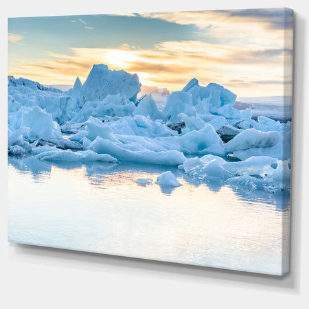 Icebergs in Glacier Lagoon - Seashore Canvas Wall Artwork
