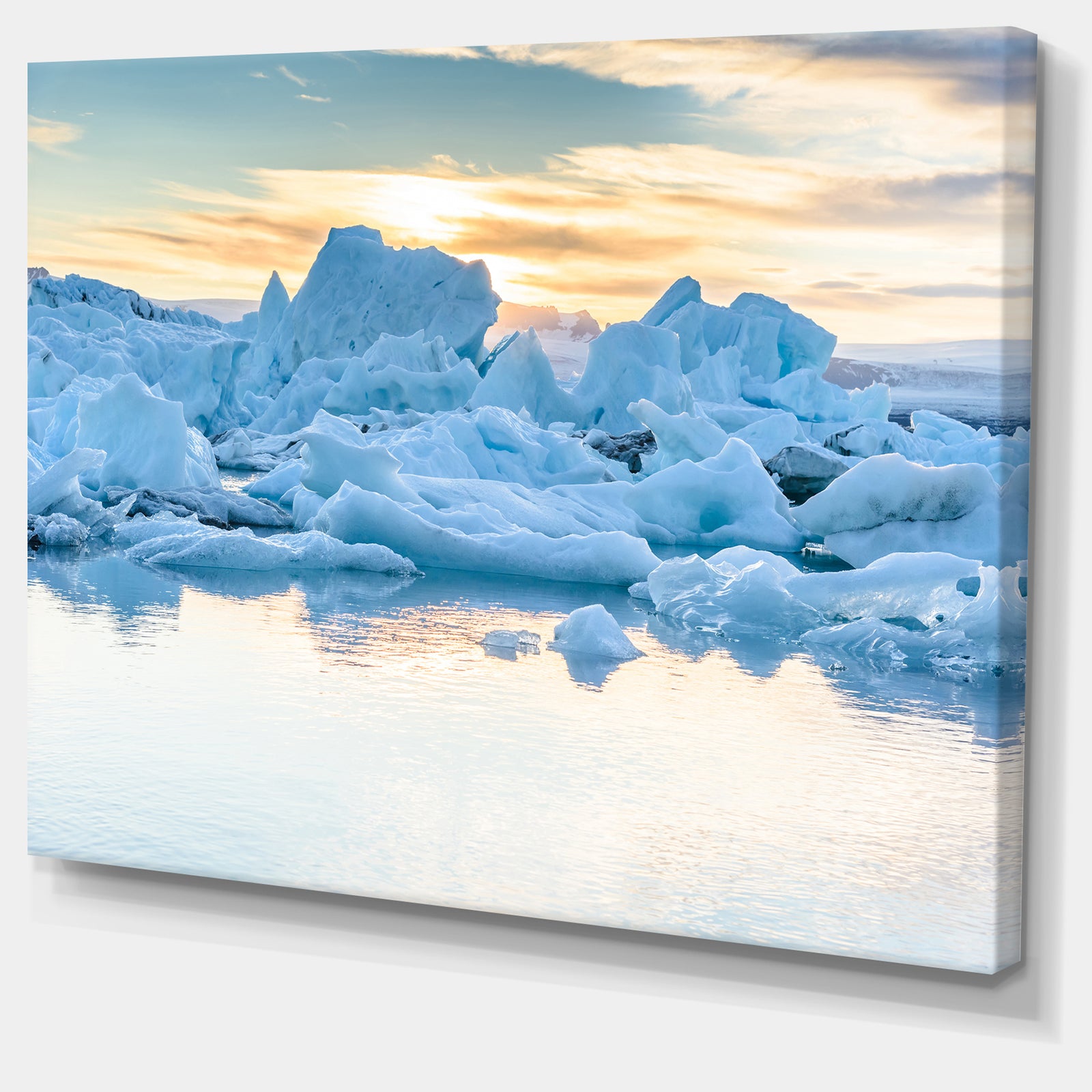 Icebergs in Glacier Lagoon - Seashore Canvas Wall Artwork