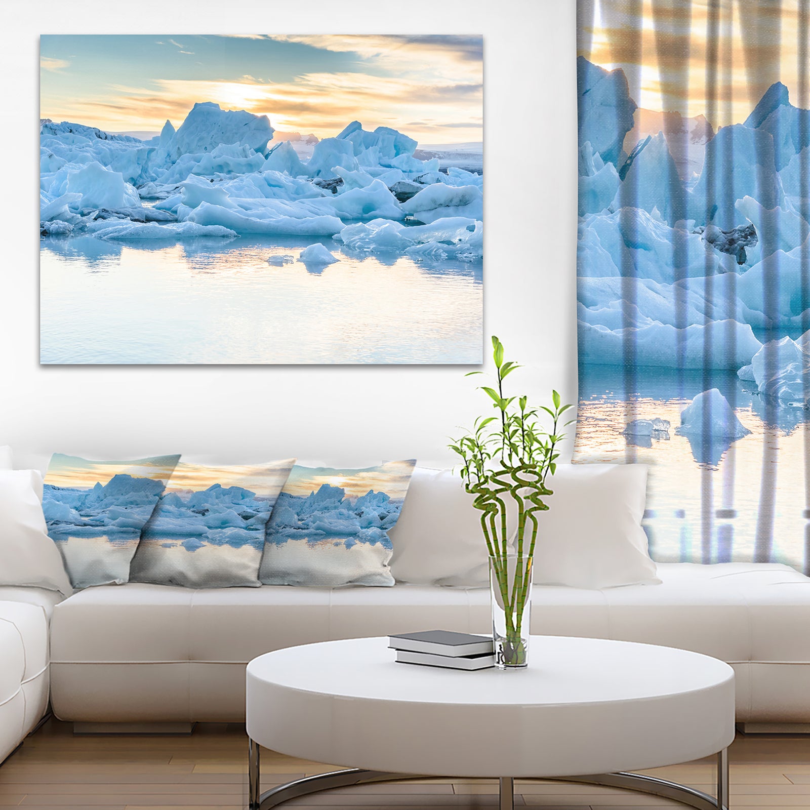Icebergs in Glacier Lagoon - Seashore Canvas Wall Artwork