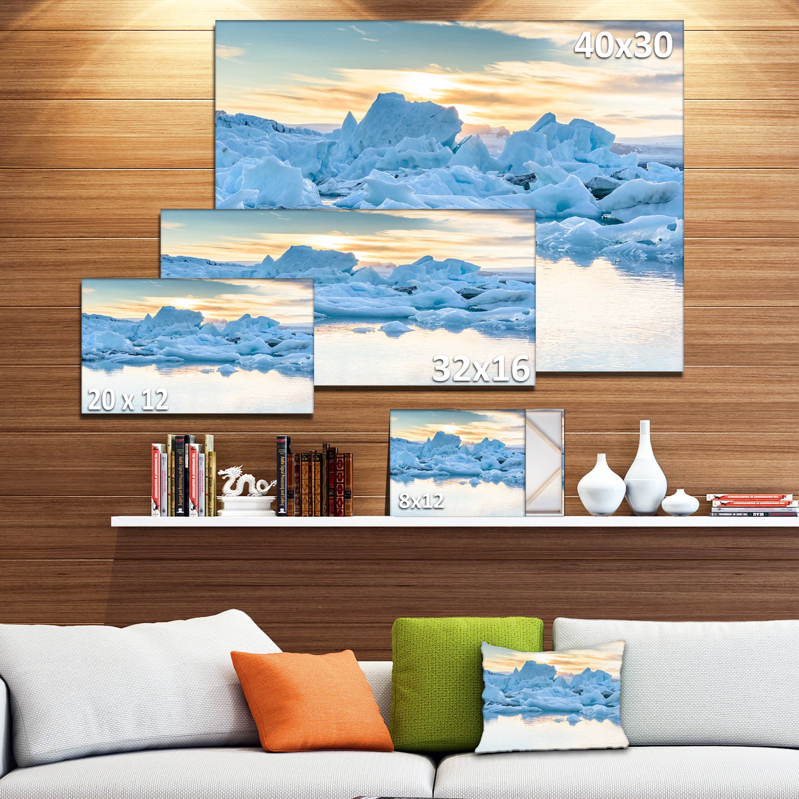 Icebergs in Glacier Lagoon - Seashore Canvas Wall Artwork