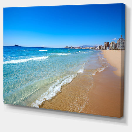 Benidorm Poniente Beach Waves - Seashore Canvas Wall Artwork