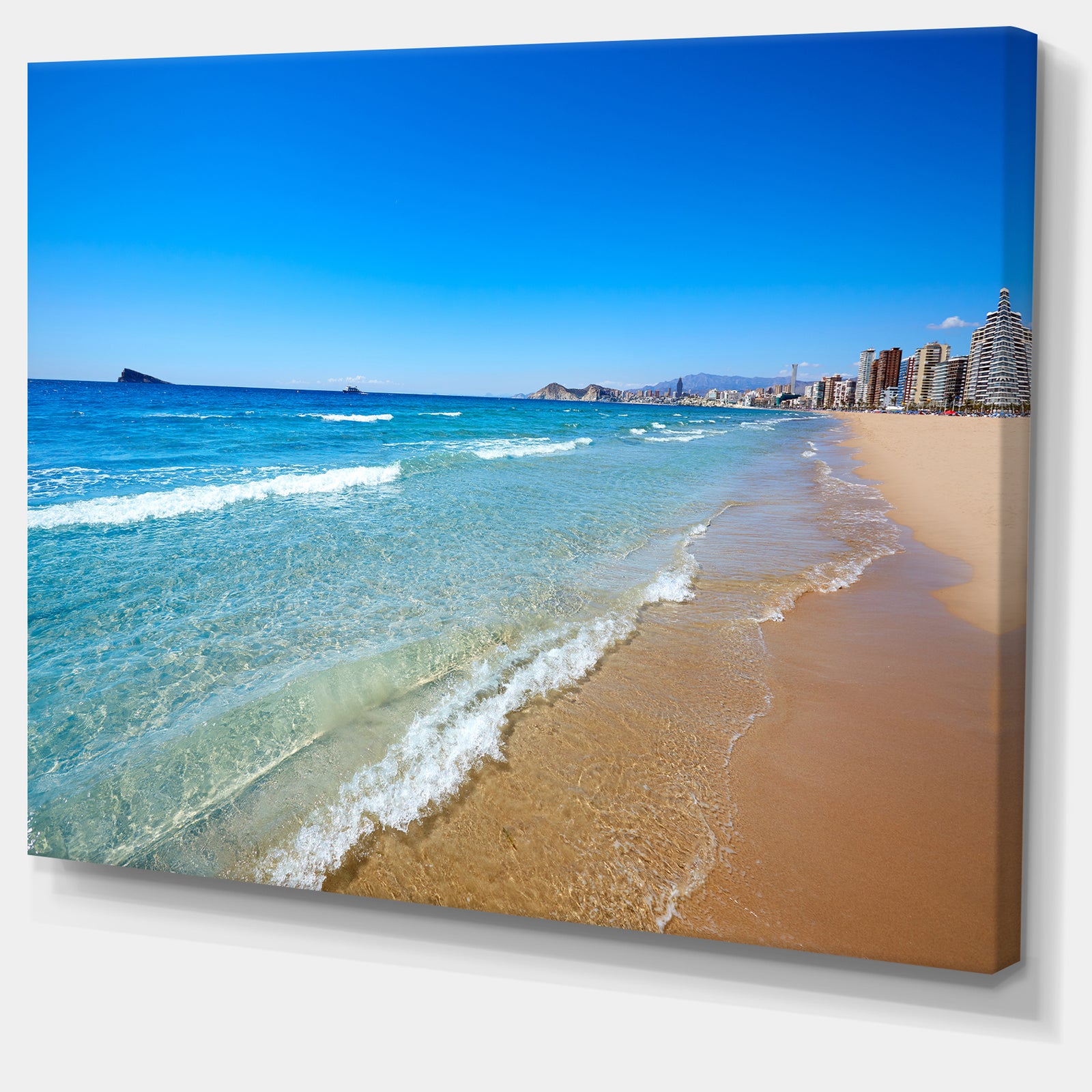 Benidorm Poniente Beach Waves - Seashore Canvas Wall Artwork