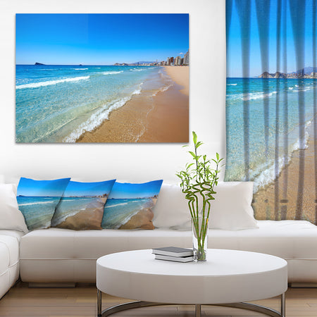 Benidorm Poniente Beach Waves - Seashore Canvas Wall Artwork