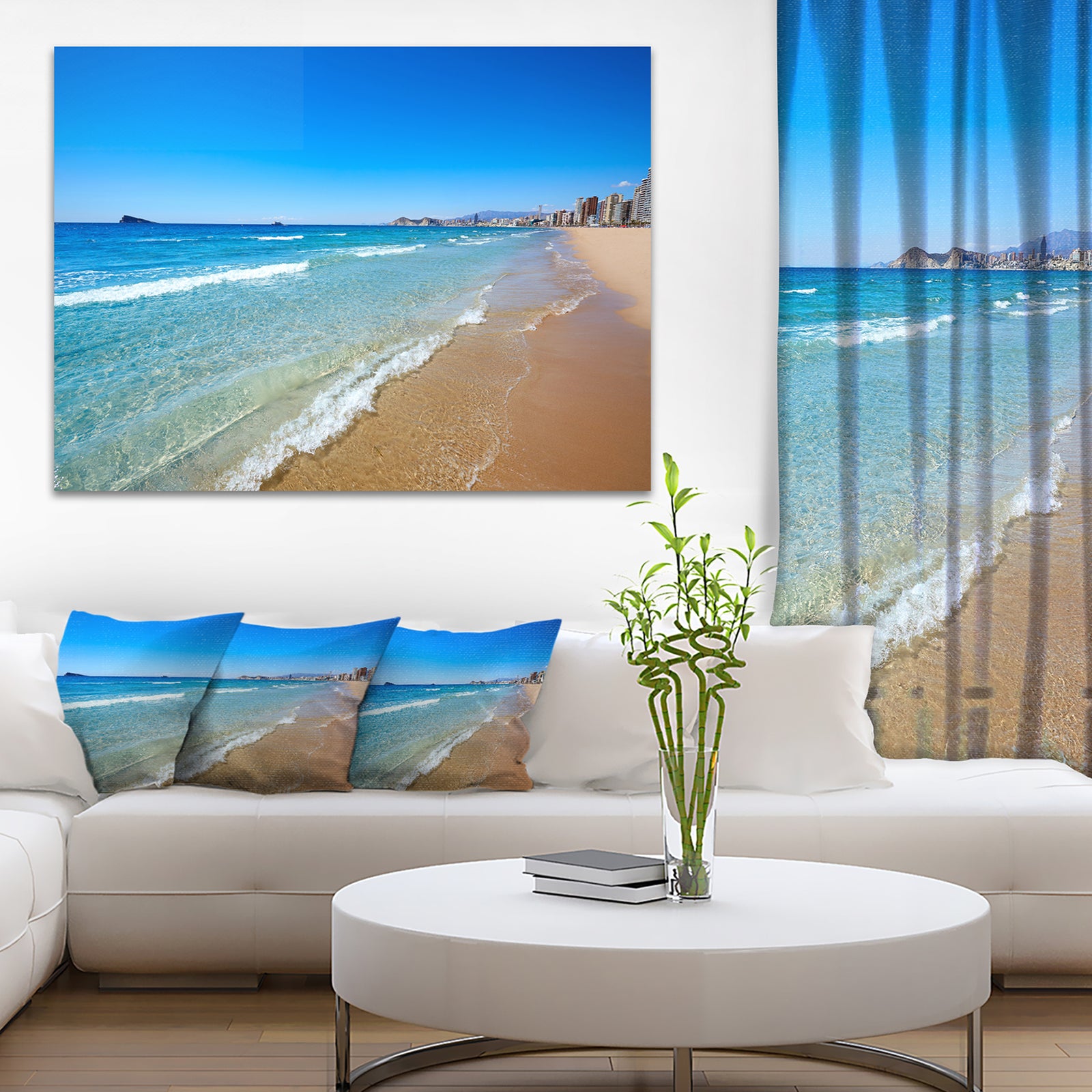 Benidorm Poniente Beach Waves - Seashore Canvas Wall Artwork