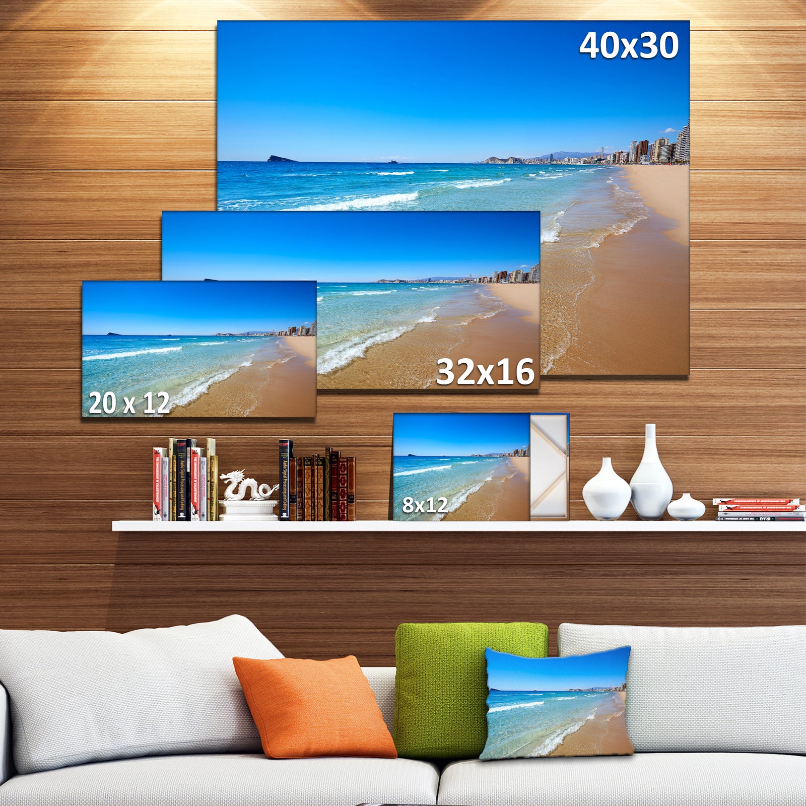 Benidorm Poniente Beach Waves - Seashore Canvas Wall Artwork