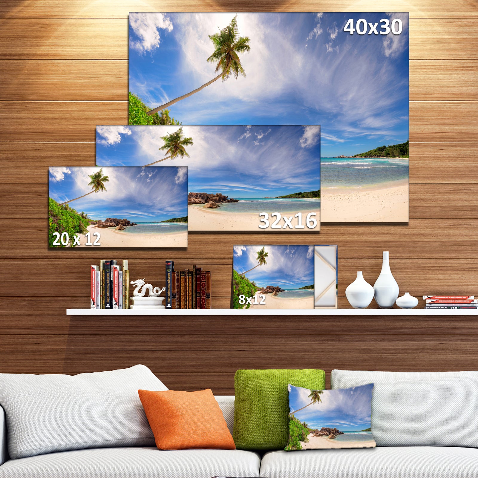 Beautiful Beach at La Digue Seychelles - Large Seashore Canvas Print