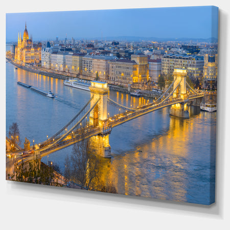 Chain Building and Parliament in Budapest - Cityscape Canvas print
