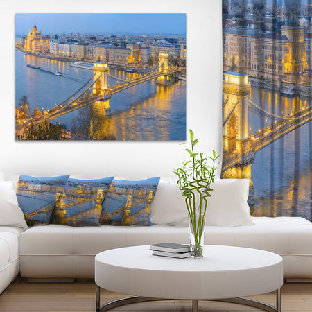 Chain Building and Parliament in Budapest - Cityscape Canvas print