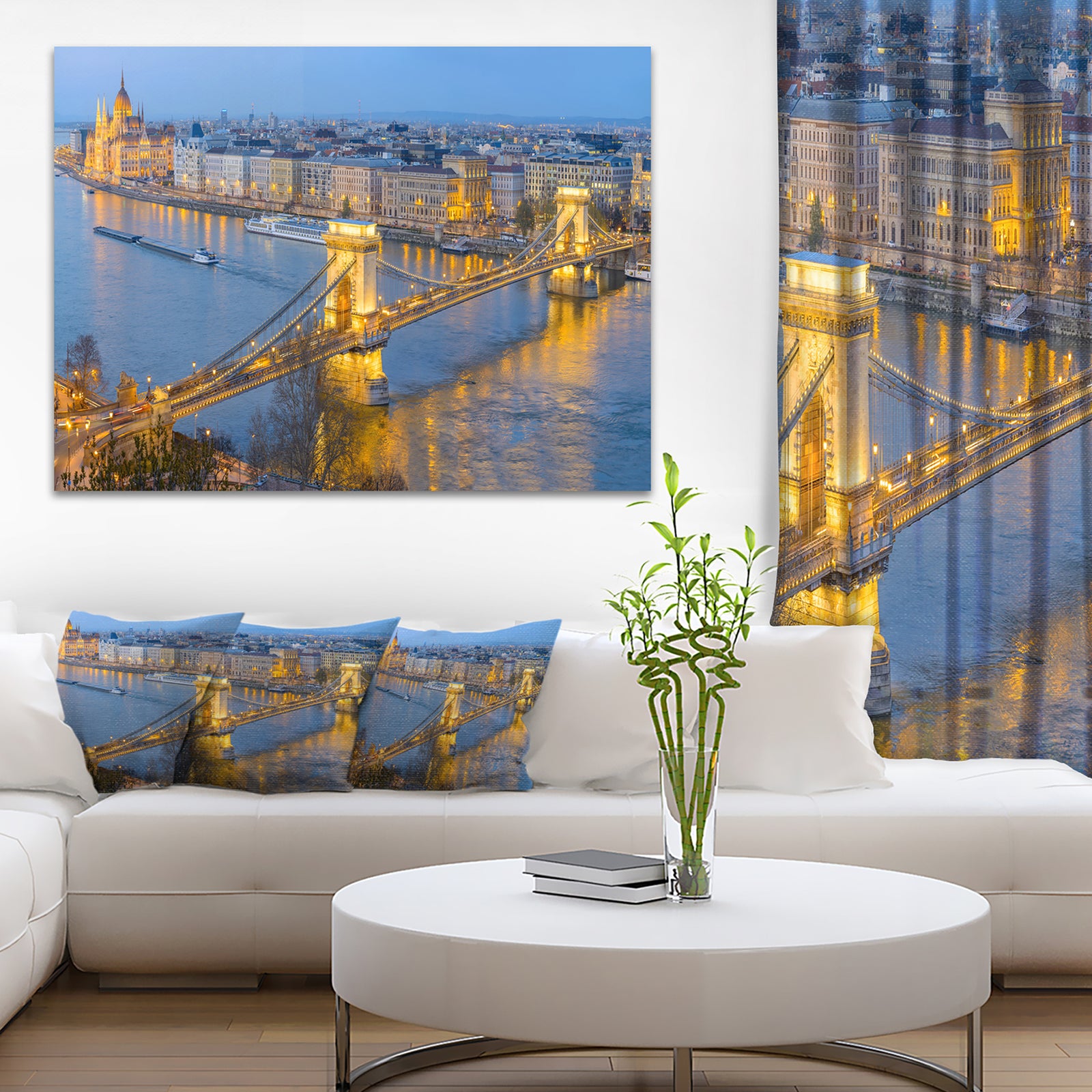 Chain Building and Parliament in Budapest - Cityscape Canvas print