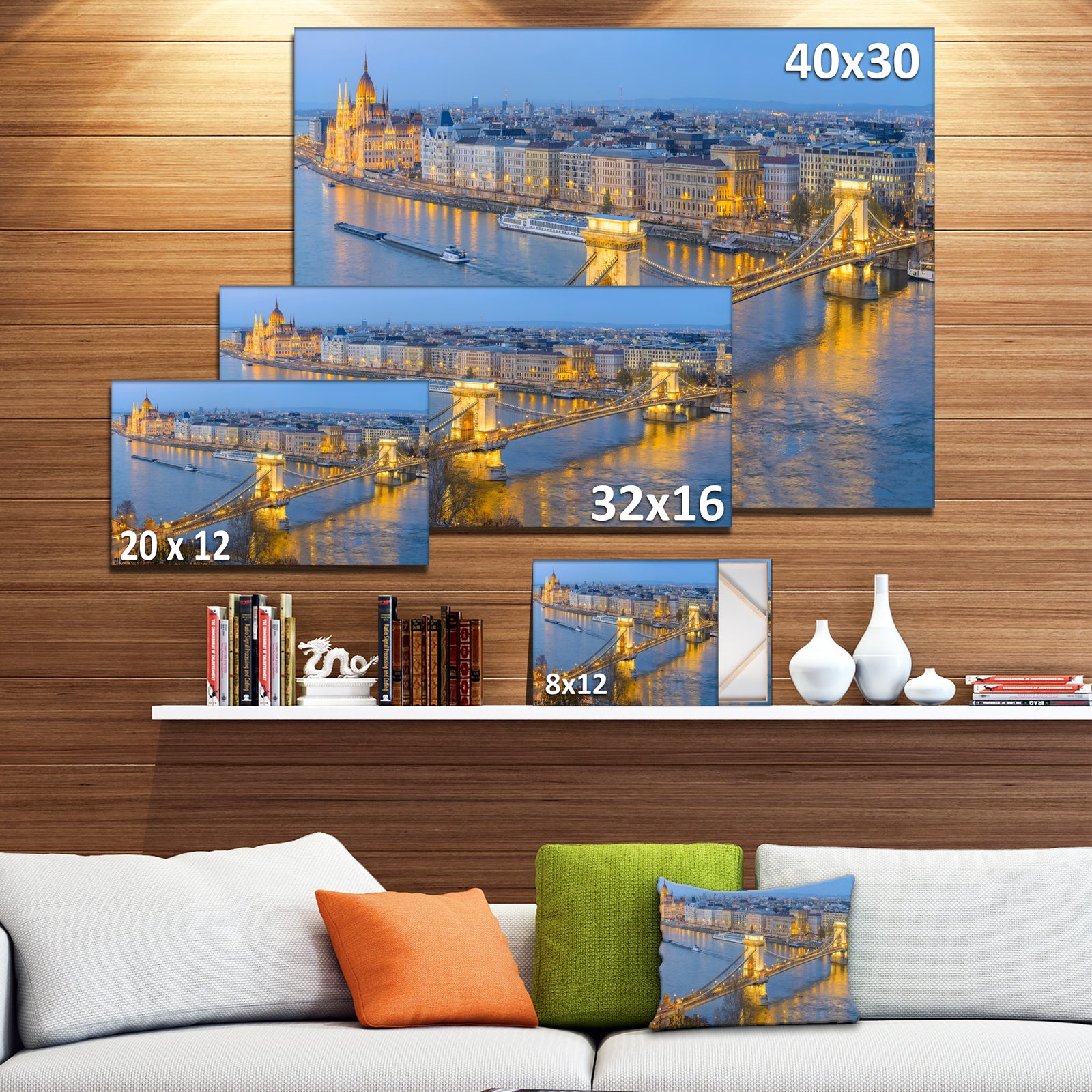 Chain Building and Parliament in Budapest - Cityscape Canvas print
